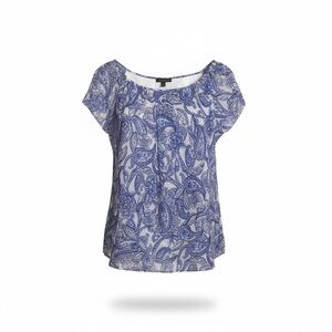 Tamara H Office Top, Blue & White, Flowing, Airy